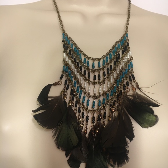 Jewelry - Boho Necklace FEATHERS & Beads